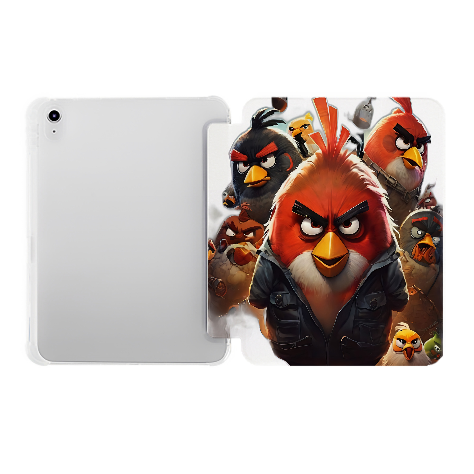 （画像用） Angry Birds アングリーバード IPad ケース ペン収納付き 三つ折りスタンド PUレザー×シリコン 対応機種9.5/10.5/10.9インチ